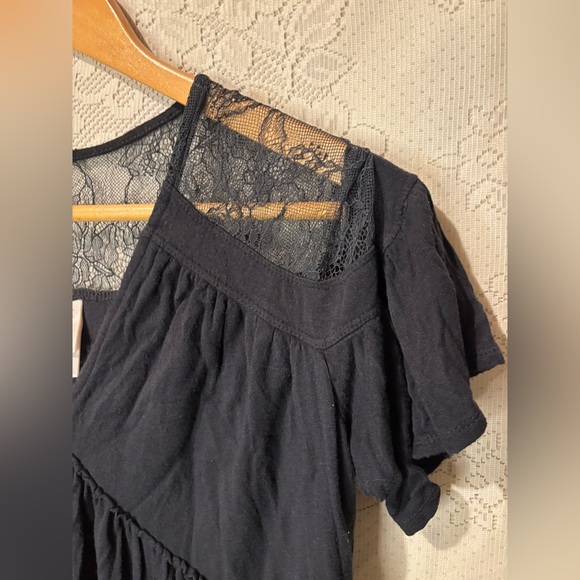 Xhilaration Black Lace Shoulder Babydoll Dress Boho Flowy Mini - Picture 4 of 6
